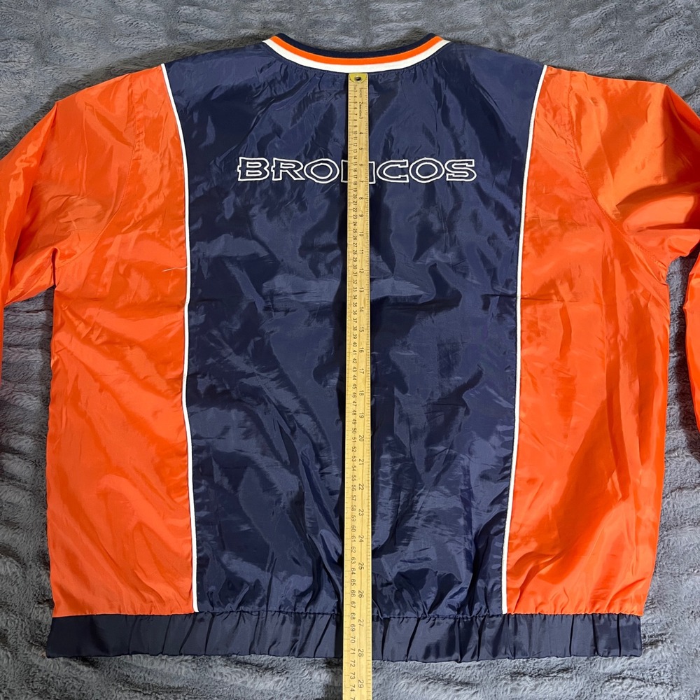 NFL Denver Broncos Windbreaker Pullover XL Navy Orange V-Neck Wind Shirt AP711 - Picture 5 of 6